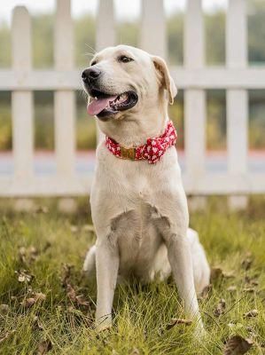 Factory Wholesale Cotton Webbing Bowtie Dog Necklace Adjustable Dog Collars