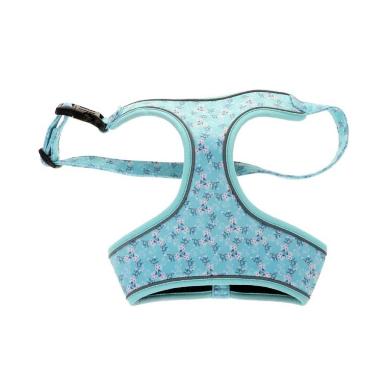 Fabric Print, Blue Background and White Flower Custom Harness