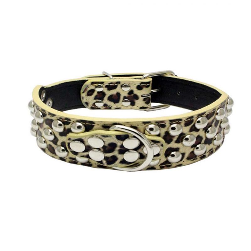 Dog Collar with Rivet Crocodile Print PU Pet Collar