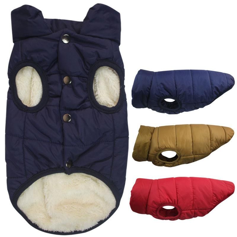 Hot Selling Autumn Winter Pet Clothing Plush Puffer Coat Vest Solid Color Warm Dog Clothes