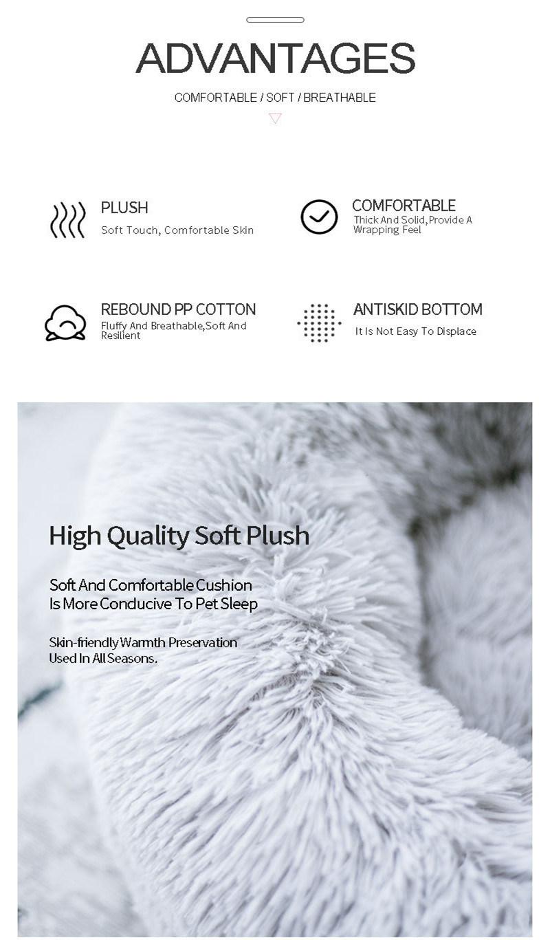 High Quality Soft Washable Doughnut Pet Beds Plush Round Luxury Dog Bed