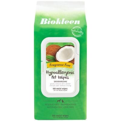 Biokleen OEM Custom Puppy Vitamin E Hypoallergenic Pure &amp; Natural Pet Tear Stains Removing Wipes