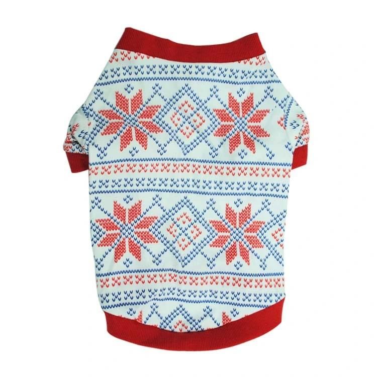 Spring Winter Autumn Clothes Cotton Printed Pet Sweater Snowflakes Dog Clothes for Small Medium Dogs Cats Accessories