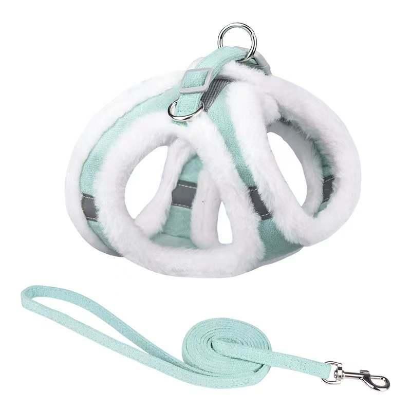 Hot Selling Multi Color Suede Fabric Retractable No Pull Dog Harness and Leash Set