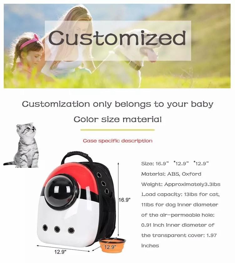 Portable Customized Plastic Travel Breathable Carrier Accessories Supply Backpack Pet Products