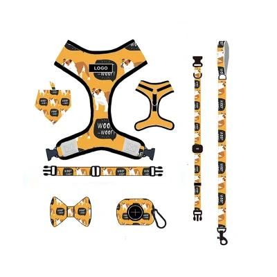 Neoprene Neck Adjustable OEM Pattern Logo Soft Mesh Dog Accessories Harnesses for Dog Pet Dog Harness Custom Pet Supplies