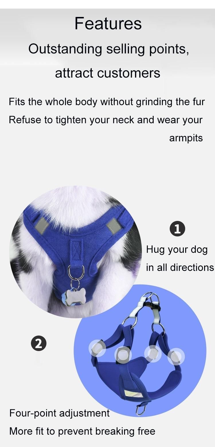 Suede Dog Chest Back Small and Medium-Sized Dog Vest Type Leash