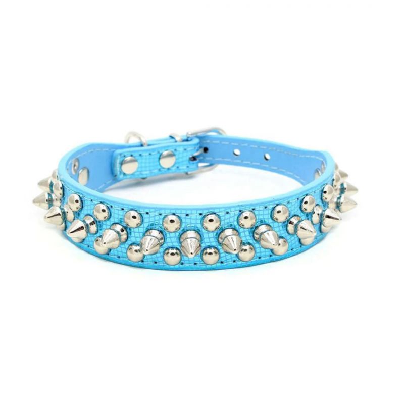 Mushrooms Spiked Rivet Studded Adjustable PU Leather Pet Collars for Cats Dogs