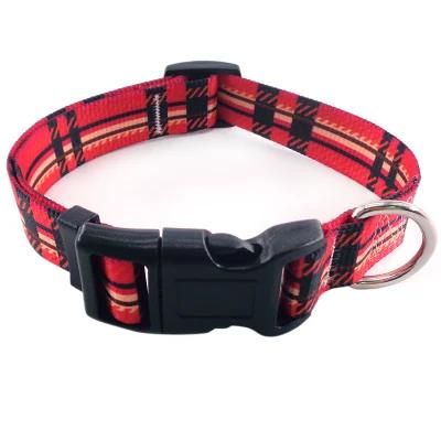 Factory Hot Selling Red Bottom Plaid Pet Collar Walking Dogs