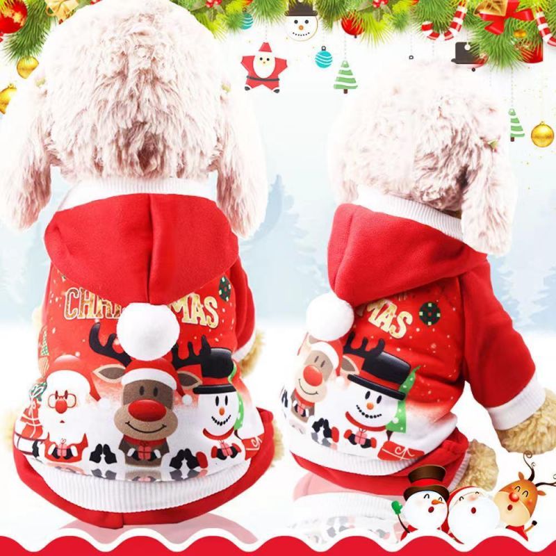 Dog Clothes Pet Dog Christmas Jacket Winter Warm Thick Cute Cartoon Small Dog Clothes