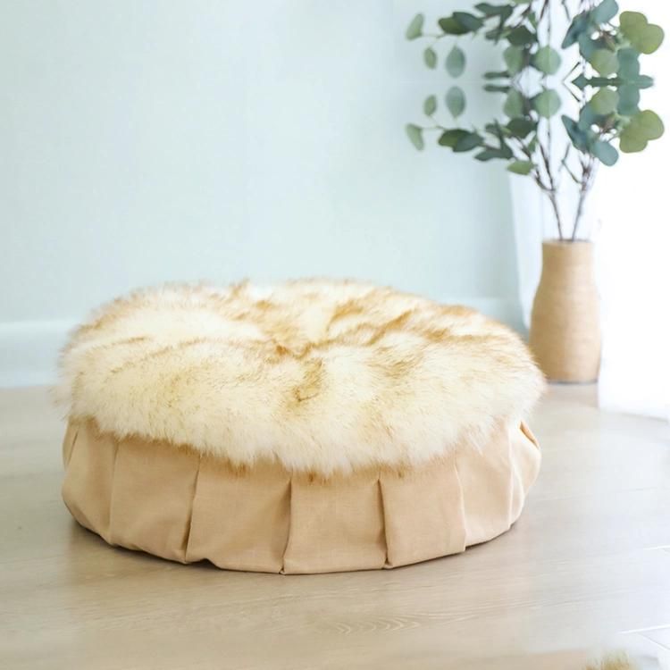 Wholesale Super Soft Comfortable Pet Beds with Faux Fur Cover Cat Mattress Round Pet Bed Dog Cushion