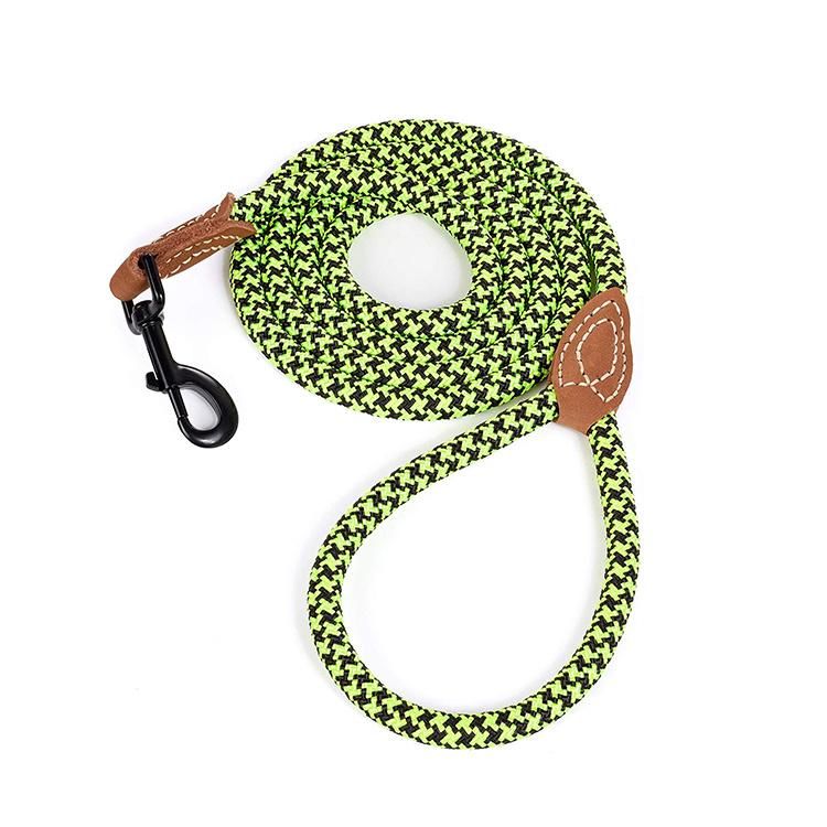 Luxury colorful Braided Nylon Traction Long Rope Dog Leash Custom Logo Manufacture Mountain Climbing Dog Slip Rope Lead for Large Medium Small Dog