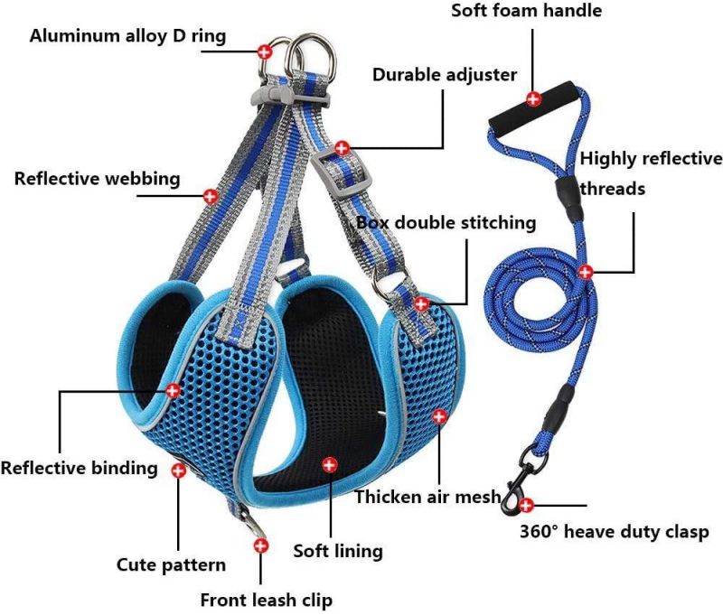 Air Mesh Dog Harness and Leash Set for Large Dogs