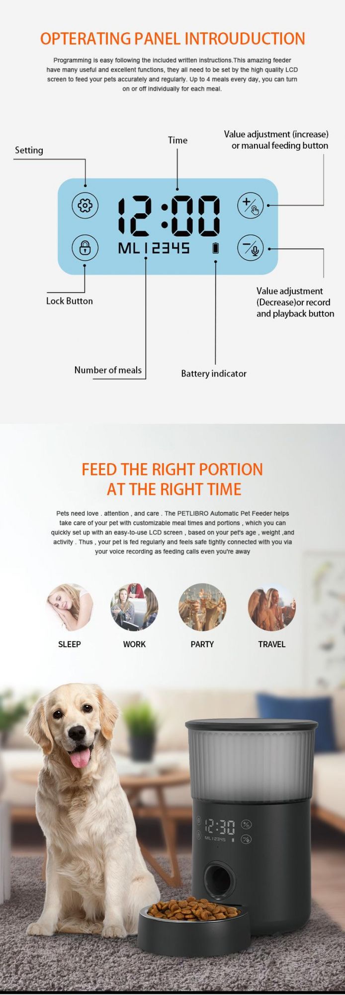 Automatic Pet Food Feeder Smart Pet Dispenser of Dog and Cat