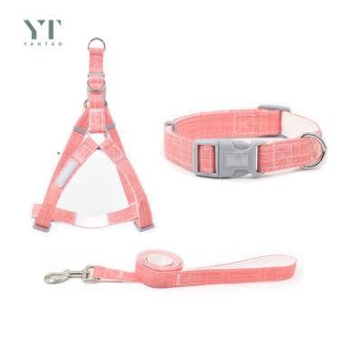 Wholesale High Quality Durable Adjustable Soft Bamboo Fiber Hemp Cotton Pet Dog Collar Leash Harness Set