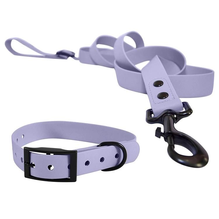 Soft PVC Coated Nylon Dog Collar Leash Set Comfortable Dog Leash Handle Water Resistant Dog Collar