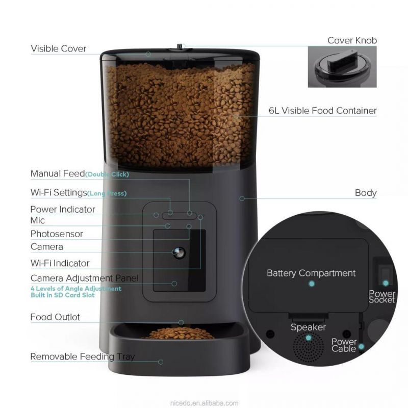 in Stock Reasonable Price Pet Feeder Automatic WiFi Automatic Pet Feeder with Camera