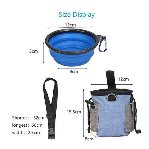 Pet Treat Pouch Bag Dog Walking Bags Pet Training Pouch Water Bowl Foldable Dog Drinker Bag