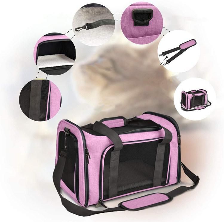 Expandable Travel Pet Carrier Tote Shoulder Bag with Strap