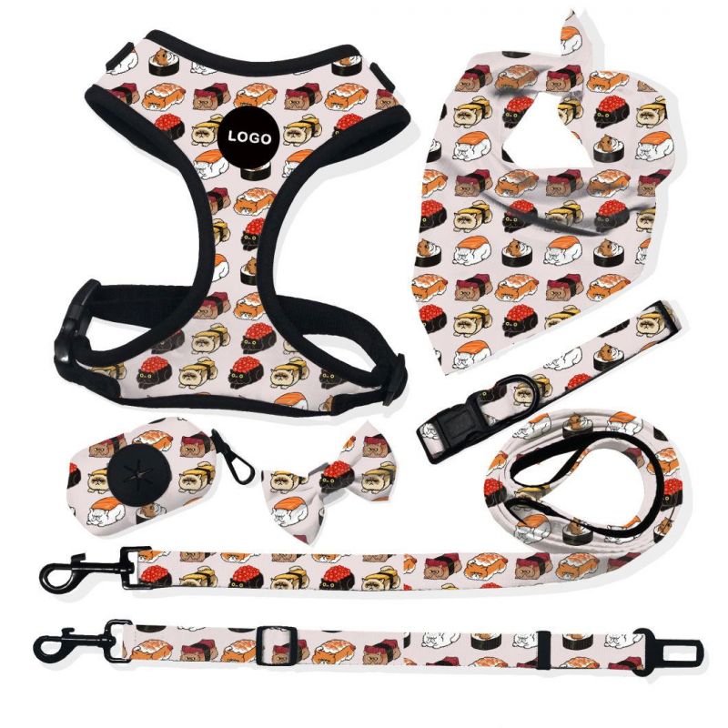 High Quality Pet Supplies Custom Print Dog Harness Belt and Leash Set Dog Accessories Breathable /Epidemic Price