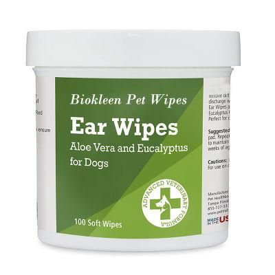 Biokleen 100 Count Dog Ear Stop Ear Itching and Infections Otic Cleaner Wipes with Aloe and Eucalyptus, Otic Cleanser for Dogs