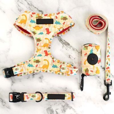 Wholesale Soft Neoprene Personalized Dog Harness Leash Collar Sublimation Dog Harness Vest Leash Collar Dog Harness Set