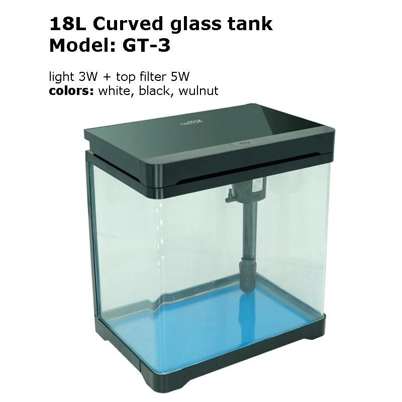 18 Liters Curved Glass Aquarium Tank LED Light