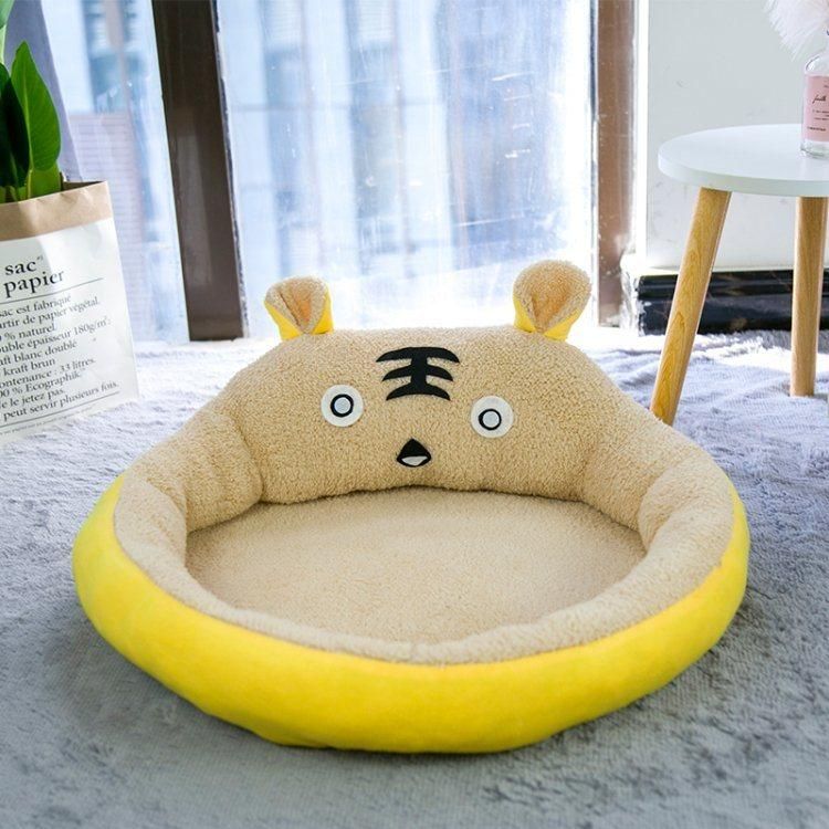 Cartoon Animal Tiger Hot Sale Non-Deformable Round Four Seasons Usable Plush Mat Washable Open Dog Cat Sleeping Mat Bed