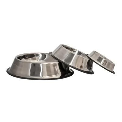 Pretty Multi-Size Stainless Steel Label Engraved Dog Bowl Pet Feeder Pet Dish with No Spill Non Skid Silicone Bottom