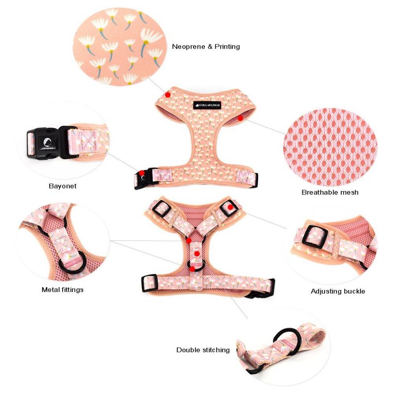 Popular Custom Design Dog Harness with Matching Collar Leash Bow Tie and Bandana Set Neoprene Reversible Dog Harness Vest