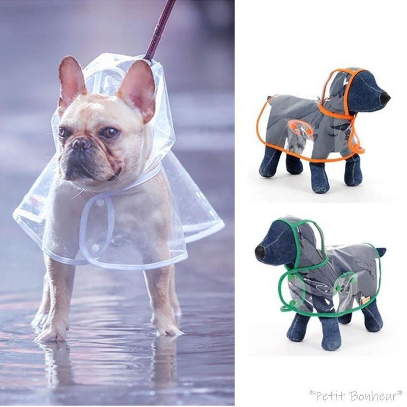 Dog Waterproof Poncho Transparent Rain Coat with Hood for Small Puppy Cats