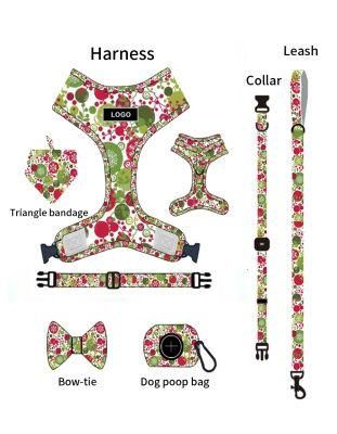 Personalized Harness Walk Kit 5 Point Harness Pet Bandana Collar Harnesses for Dogs/Dog Collar