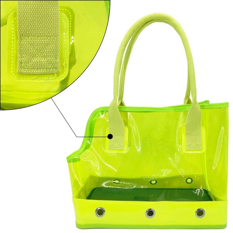 Exposite Processing PVC Colorful Fluorescence Transparent Outdoor Dog Cat Carrier