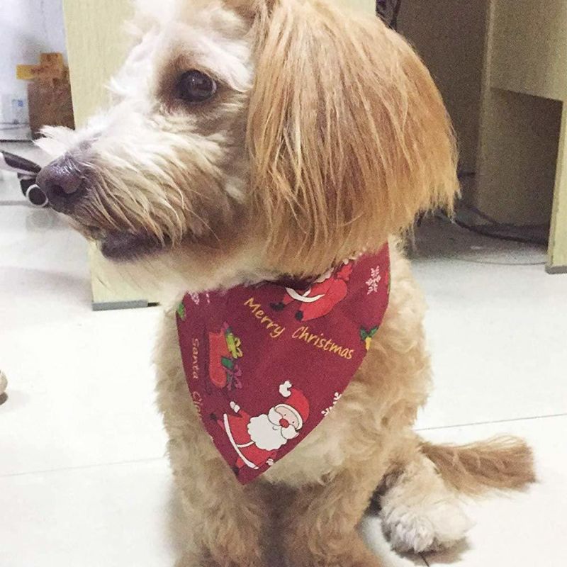 Cute Christmas Cotton Pet Dog Cat Saliva Towel Triangular Binder Scarf