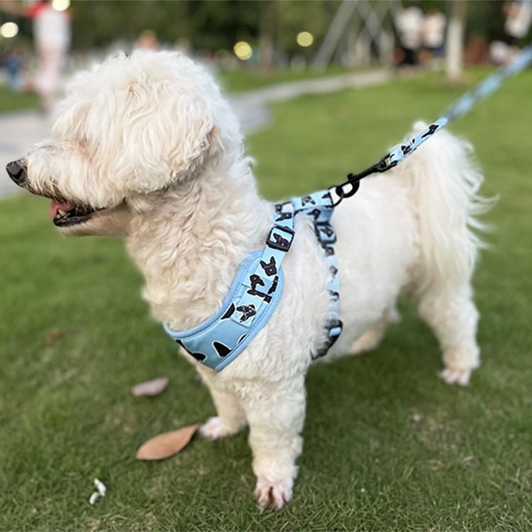 Wholesale Neoprene Luxury Adjustable Pet Dog Treat Bag Pet Collar Leads Designer No Pull Dog Harness and Leash Set for Big Dogs