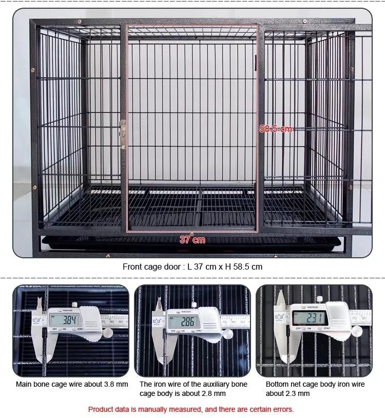 Large Folding Durable Metal Double Door Dog Crate Pet Kennel Travel Transport Cages with Tray