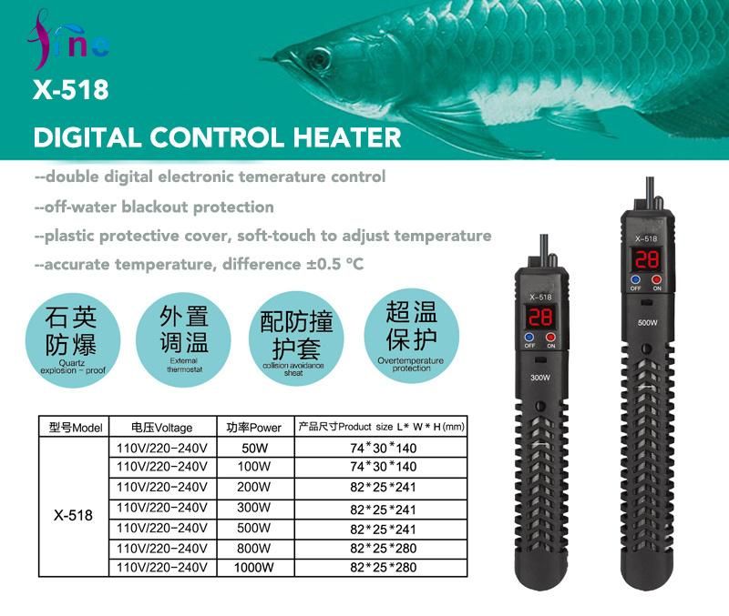 200W Digital Temperature Display Heater with off-Water Blackout Protection