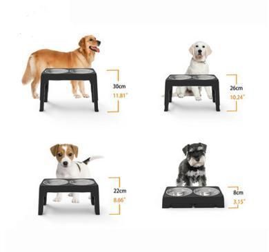 Dog Products, Pet Zone Designer Diner Adjustable Elevated Dog Bowls for Dogs, Raised Dog Bowl Stand 2 Dog Food Bowls for Food and Water Double Stainl