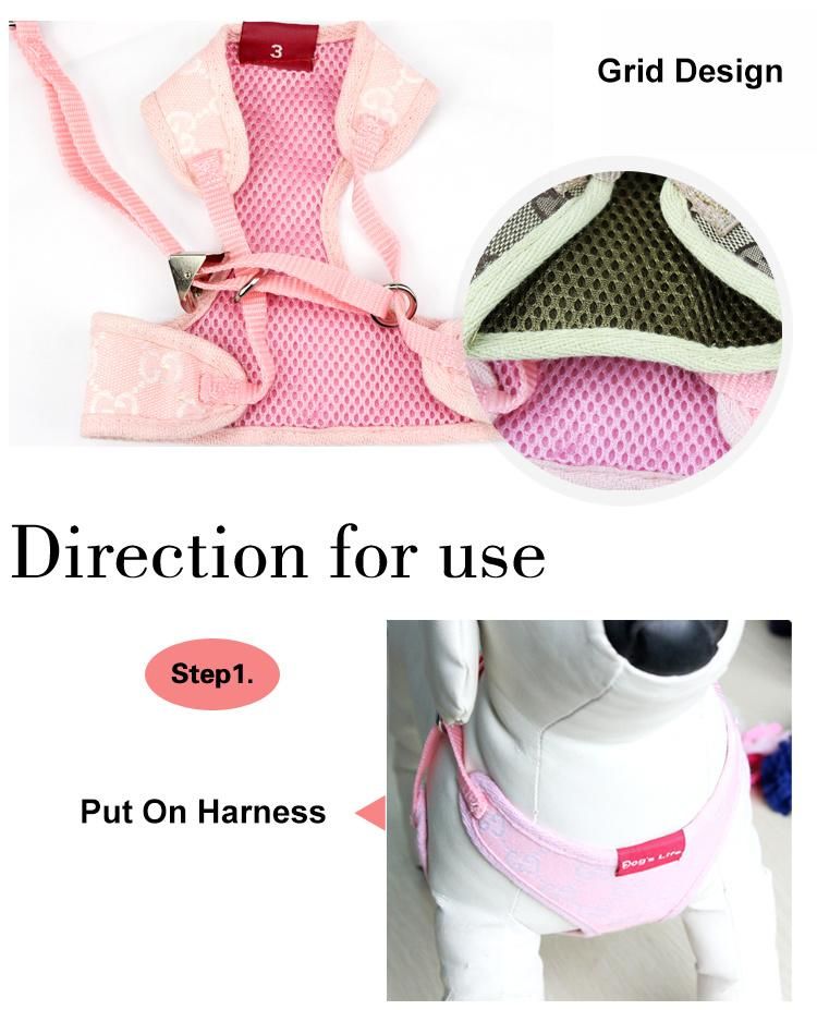 Customized Line Design Pattern Reversible Pet Dog Harness Leash Collar with Adjustable Accessories for Walking The Dog