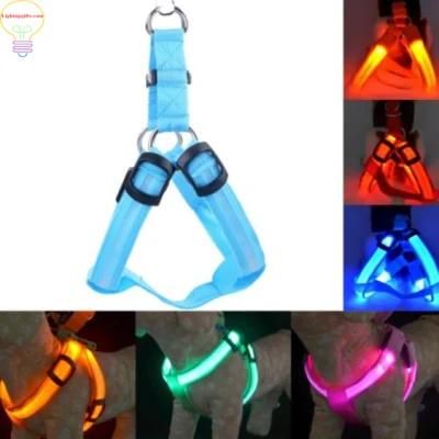 LED Flashing Dog Walking Belt Harness Strong Nylon Webbing Tether Pet Safety Collar Comfortable Strap Vest for Large Medium Dog