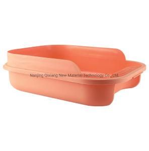 One-Piece Semi Enclosed Cat Litter Tray Pink