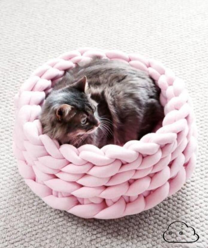 Warm Cotton Pet Cat Dog House Kennel Puppy Round Sleep Bed Soft Mat Pad Cat Bed