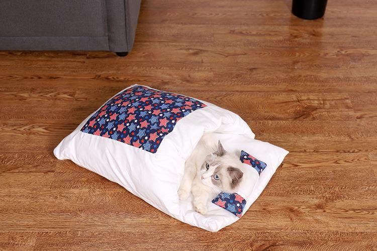 Washable Dog Cat Bed Cat Sleeping Bag Nest Mat Winter Warm Cat House Small Pet Bed