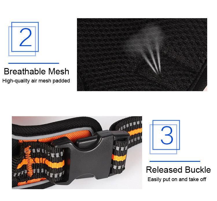 Reflective Air Mesh Double Clip Strong Chest Strap No Choke No Pull Service Dog Vest Harness