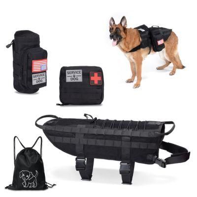 Tactical Dog Vest-Training Molle Harness-Tactical Dog Backpack-Pet Tactical -Vest Detachable Pouches-Relective Patches