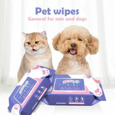 Custom Disposable Bamboo Eco Friendly Pet Cats Ears Dogs Eyes Cleaning Wipes OEM All-Purpose Pet Wet Wipes