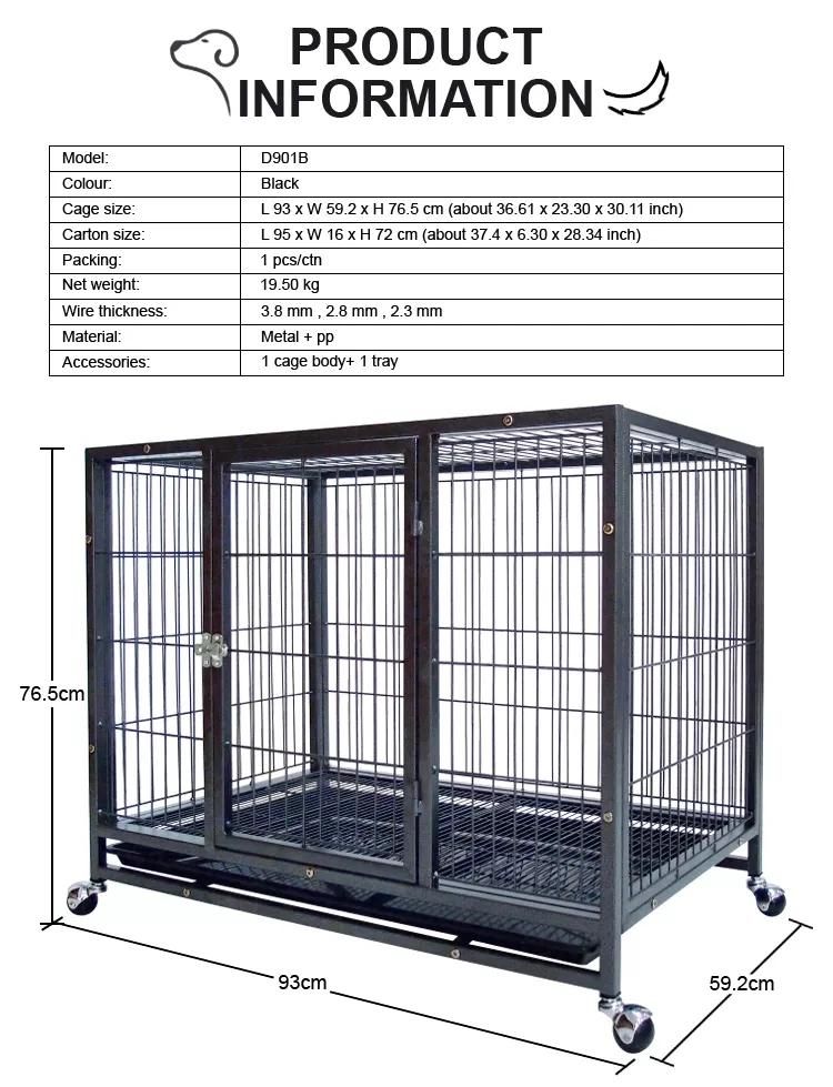 Large Folding Durable Metal Double Door Dog Crate Pet Kennel Travel Transport Cages with Tray
