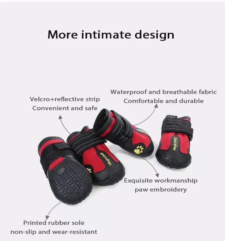 Reflective Dog Shoes Pet Waterproof Anti-Slip Rain Boots Paw Protectors