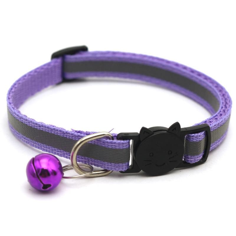 Promote Sales Customized Personalized, Buckle Reflective Safety Cat Collar Detachable Cat Bell Collar