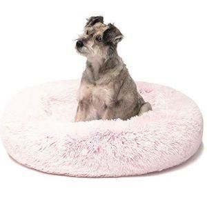 Machine Washable Calming Donut Cat and Dog Bed in Shag Fur